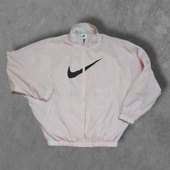 Nike Center Swoosh Sportswear Pink Full Zip Essential Water Repel Woven Jacket - Picture 1 of 6